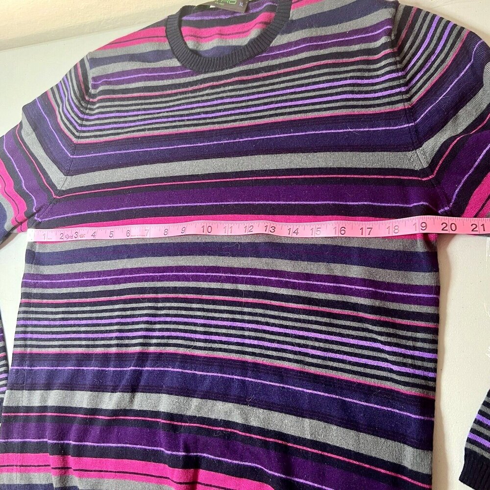 ETRO Sweater Womens Fits Like L Dark Striped Wool Crew Neck Made in Italy - Picture 15 of 16